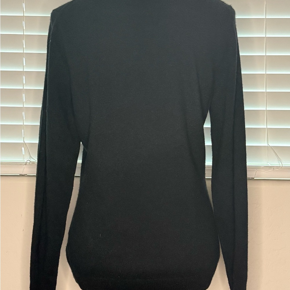 Pure Collection Cashmere Slim Fit Crew Neck Sweater, Black, Size 08-10 - Picture 5 of 9